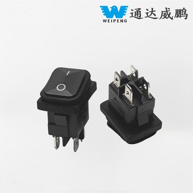 Kcd1-104 Black 4-Pin 2-Position vanntett vippebryter