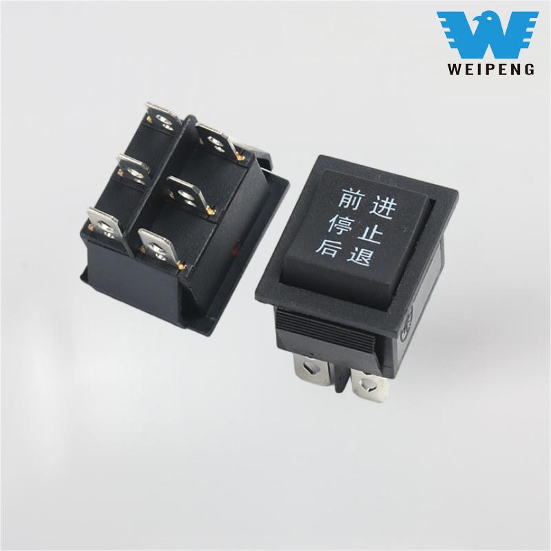 KCD4 Sort 31*25 mm 6-pin 3-posisjon 16A 250V vippebryter