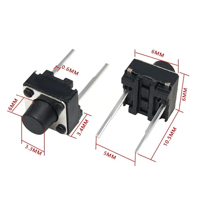 To-pinners 6*6*6 Micro-Motion vertikal taktil trykknappbryter